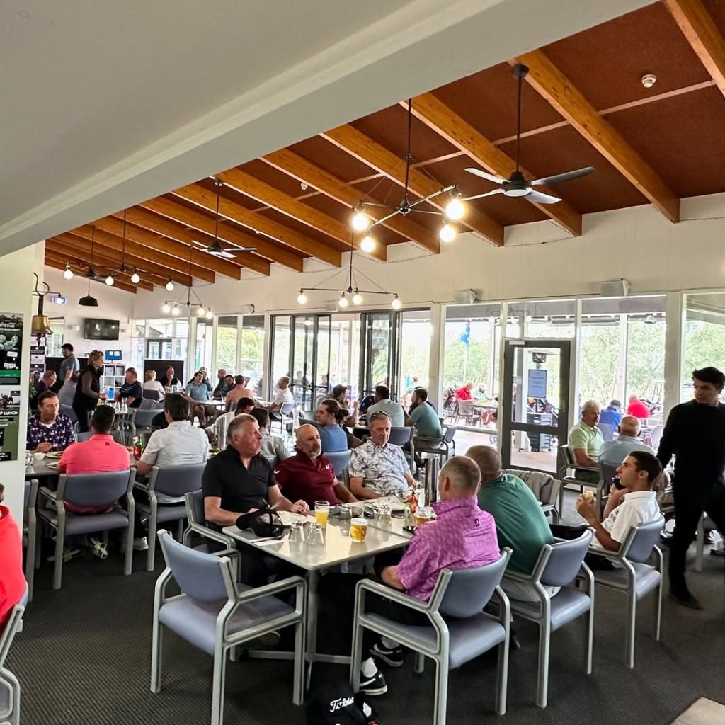 Members having lunch at the Mount Barker clubhouse after a round of golf