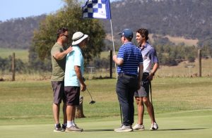 Golfer teeing off on the 18-hole par 70 course at Aston Hills Golf Club, Mount Barker, Adelaide Hills